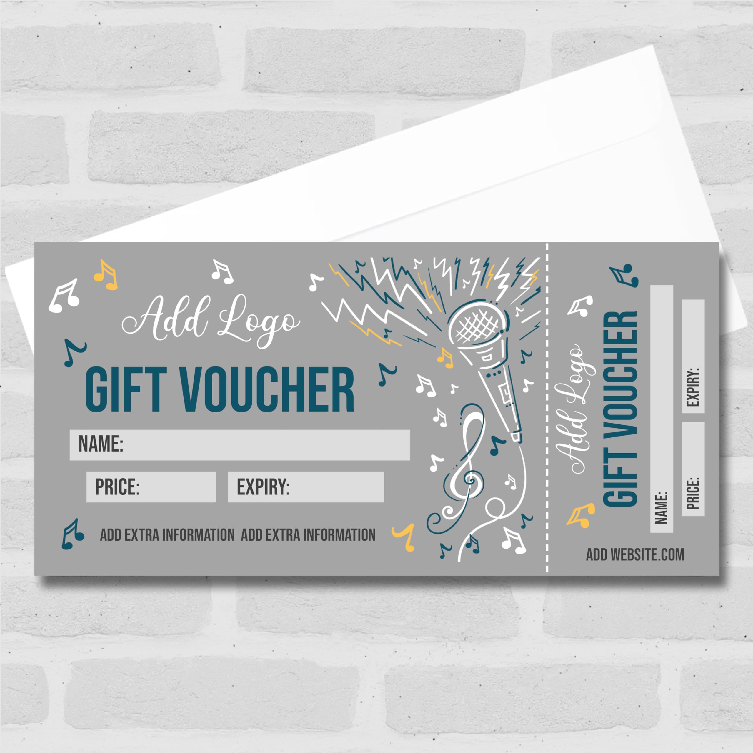 The Card Zoo Music Lessons Singing Microphone Grey Any Details Business Gift Voucher