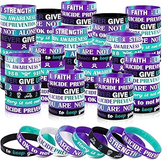 Moon Boat 144PCS Suicide Prevention Awareness Bracelets Silicone Inspirational Wristbands Items Bulk