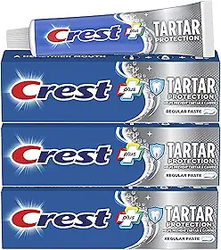 Crest Creme Dental Antitártaro E Anticáries Com Flúor, Pasta Regular, 2,4 Oz (Pacote 3)