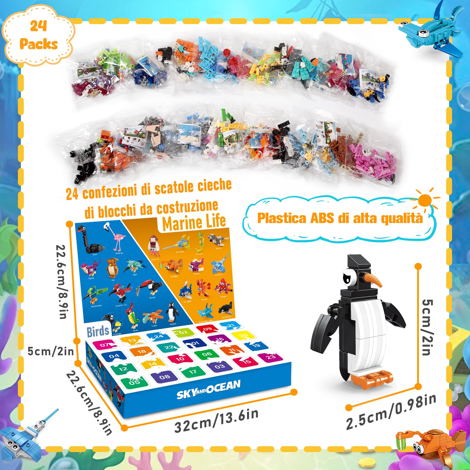 Set Di Costruzioni Animali Marini Con Blocchi Snodati – 8 Pezzi Per Bambini - 3