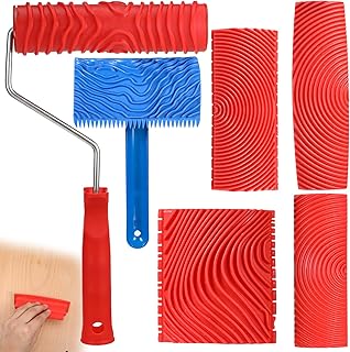 6 Pcs Wood Grain Tool, Soft Rubber Wood Graining Tool with Handle, Natural Woodgrain Maker for Wall Room Art Paint Decoration