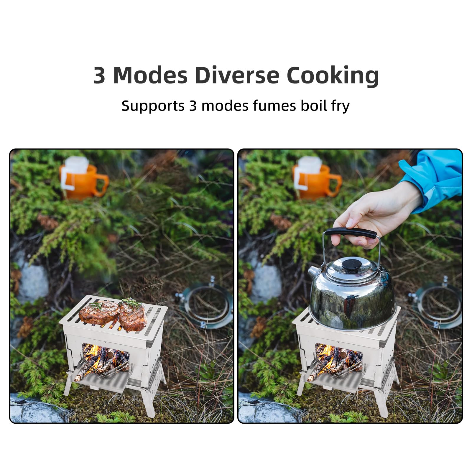 Barbecue Pliable, Réchaud À Bois Portable de 21 X 19 X 13 cm, Idéal pour Le Camping, la Randonnée, Les Pique-Niques Les Fêtes D'Avant-Match Les Voyages en Camping-Car et Les Parcs