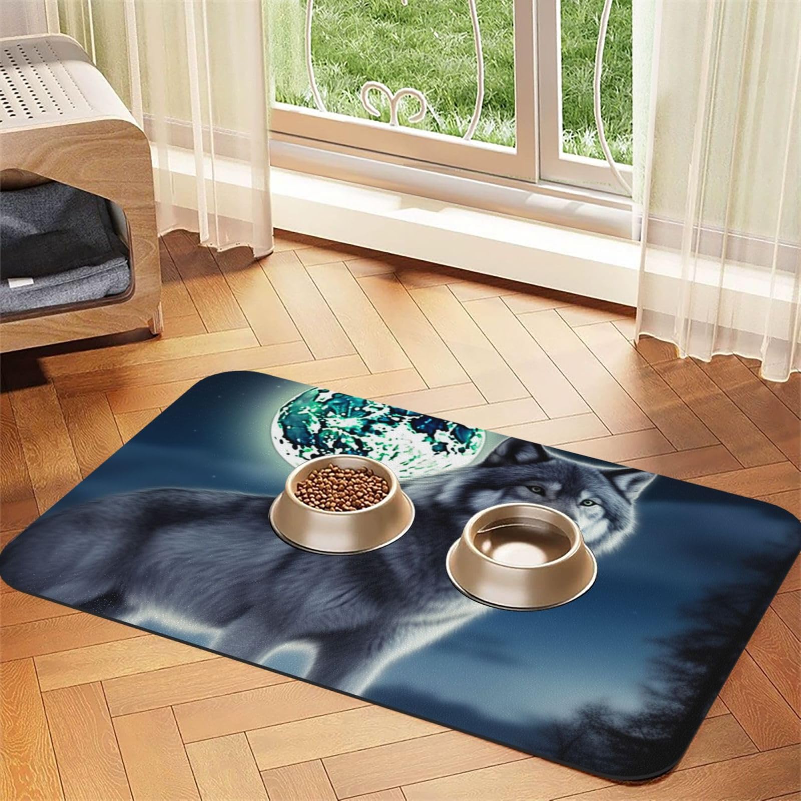 Tapis de nourriture pour chien absorbant en caoutchouc 40x61cm