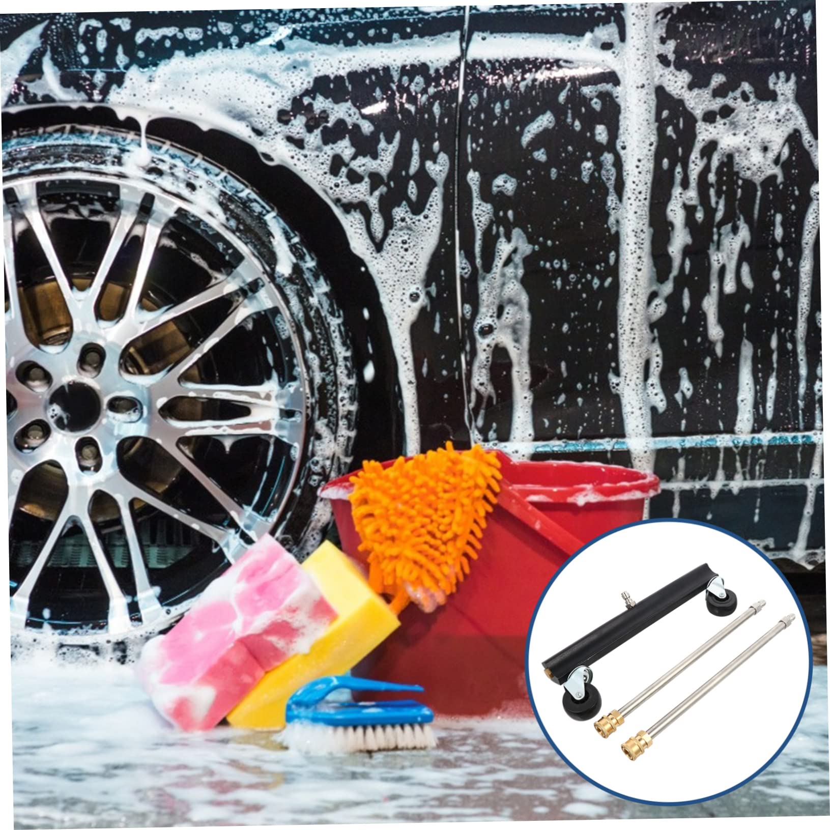 Hemobllo Cepillo para Hidrolavadora de Chasis Liberación Rápida 1/4 | Acero Inoxidable y Latón, Negro, Limpieza de Suelo y Bastidor de Coche, Remolque y Vehículo Comercial