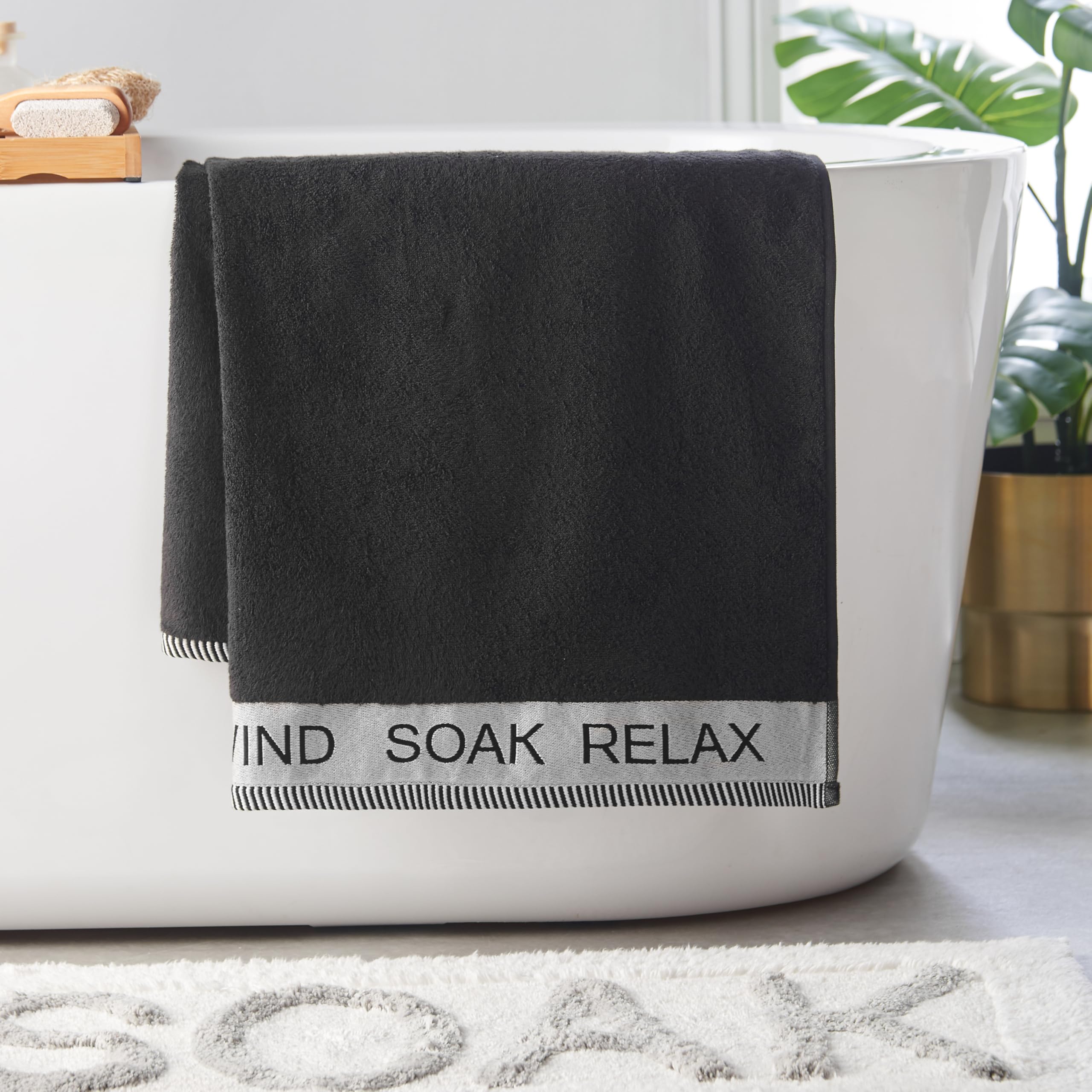 Catherine Lansfield Relax And Unwind 4 Piece Towel Set Black