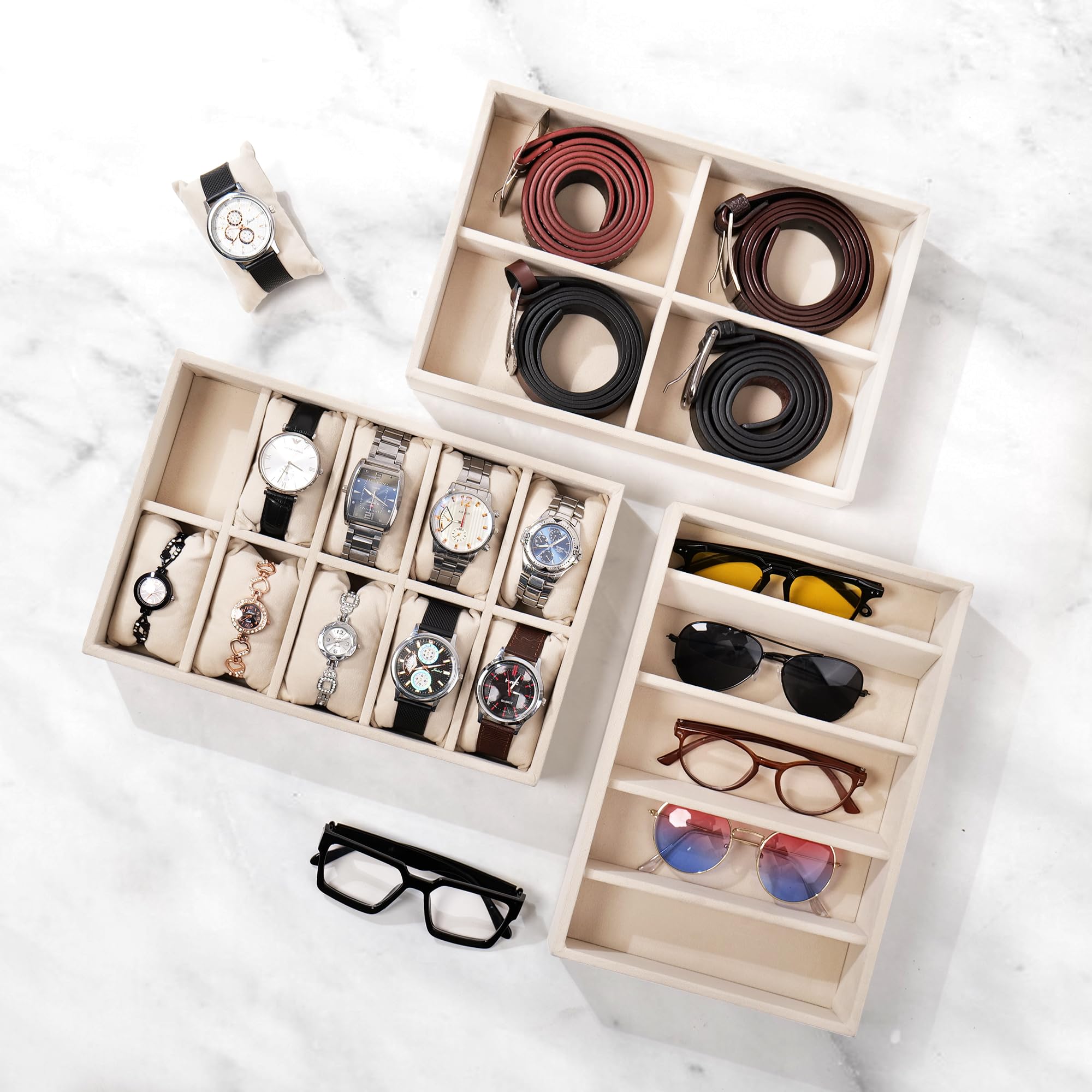 La Trove Luxury Drawer Accesorries Organiser Tray for Watch Belts and Sunglasses (Combo of 3) (B0BP1MF6RR) Amazon Price History, Amazon Price Tracker