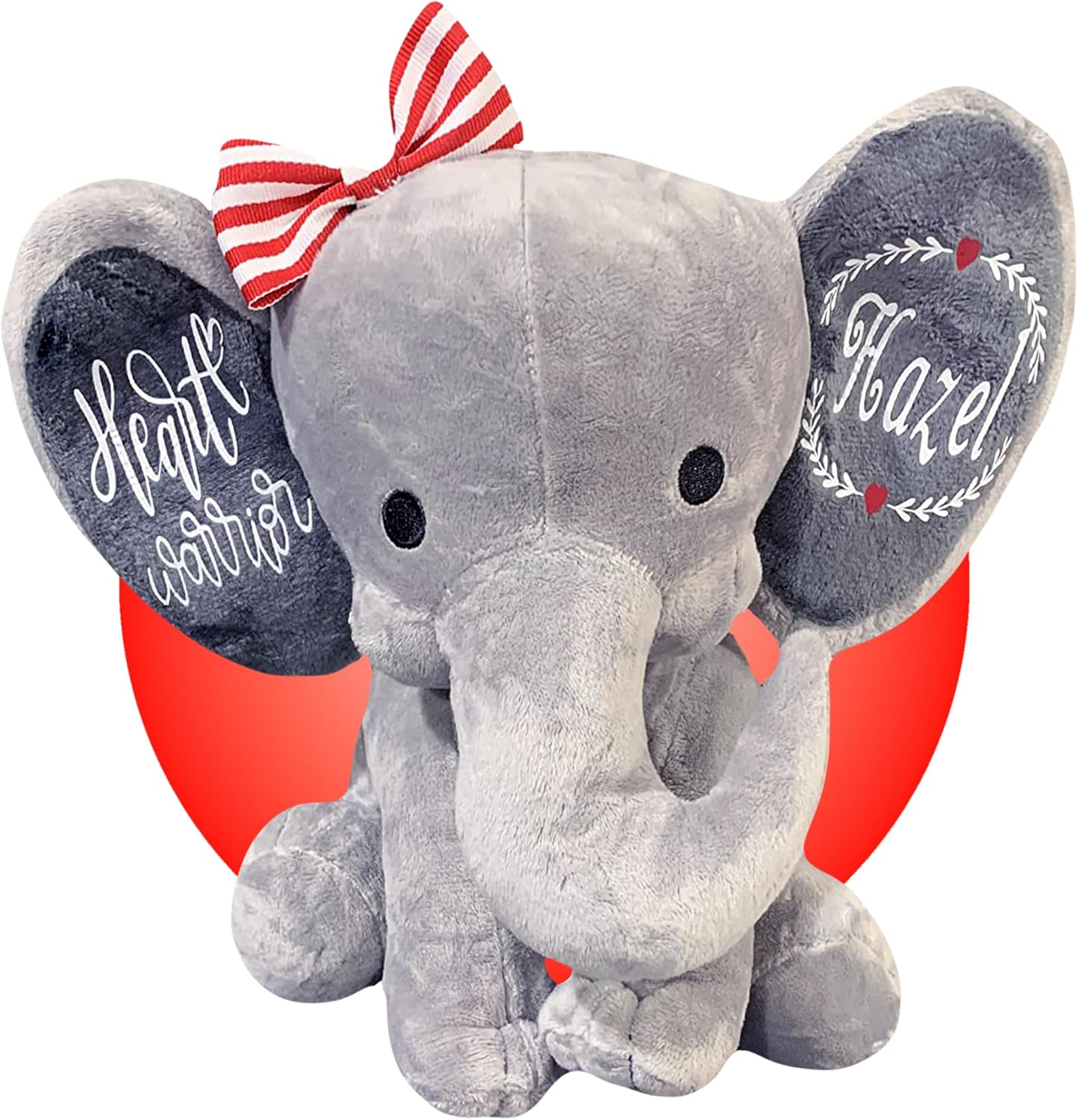 Heart Surgery Recovery Gifts for Kids - Personalized 9" Gray Elephant Stuffed Animal - Gifts for Heart Warriors - Ready to Be Gifted - Open Heart Surgery Items - CHD Awareness Products