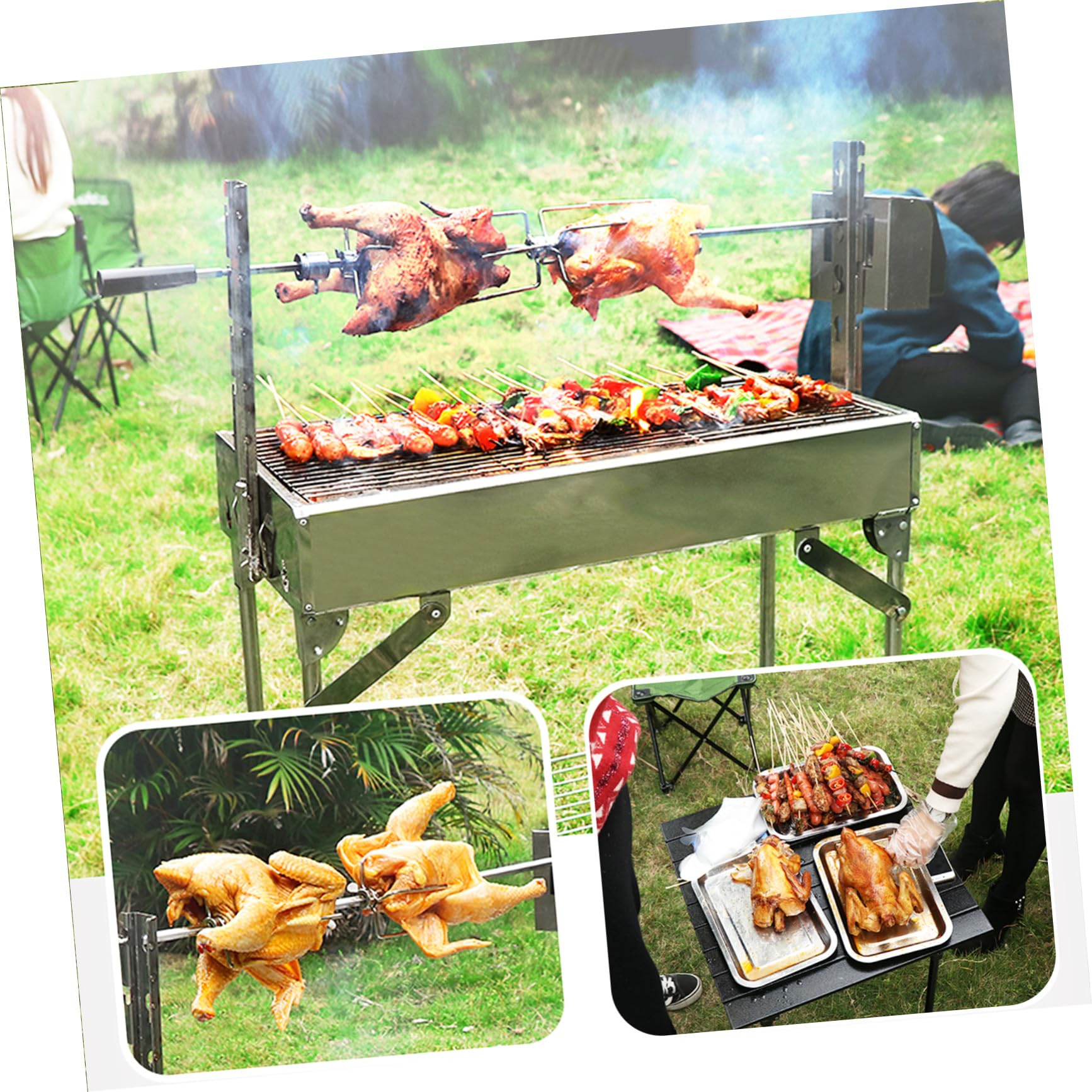 VICASKY 2pezzi Forchette Per Carne Girarrosto in Acciaio Inossidabile Forchette Per Barbecue Da Spiedo Accessori Per Riutilizzabili e Lavabili in Lavastoviglie