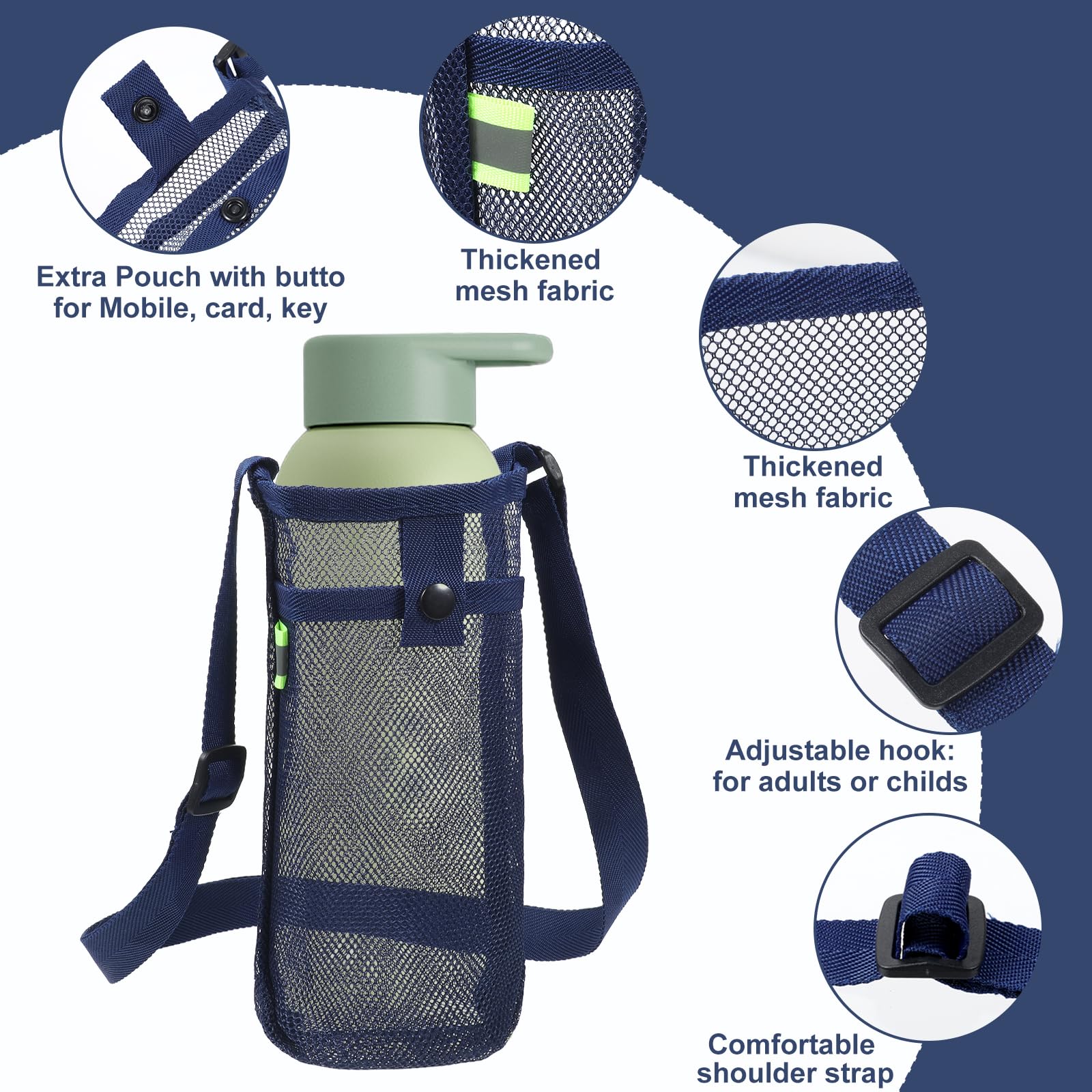 Porte-gourde Randonnée Housses Bouteille Eau 2x - Porte-gourdes Suspendues Bandoulière Réglable Sangle Bouteille Réglable