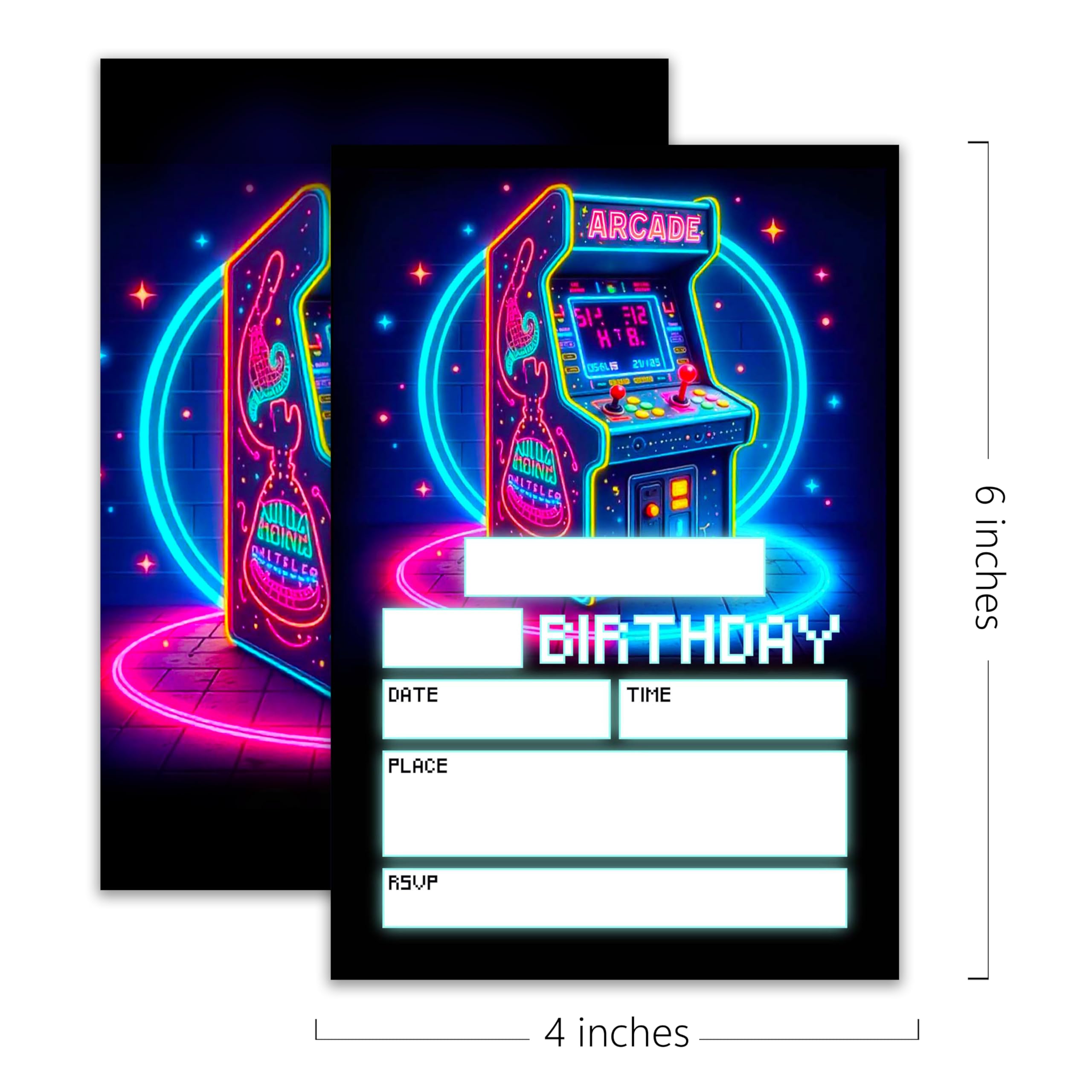 XZMBQ Arcade Birthday Party Invitations - 20 Invitation Cards 4