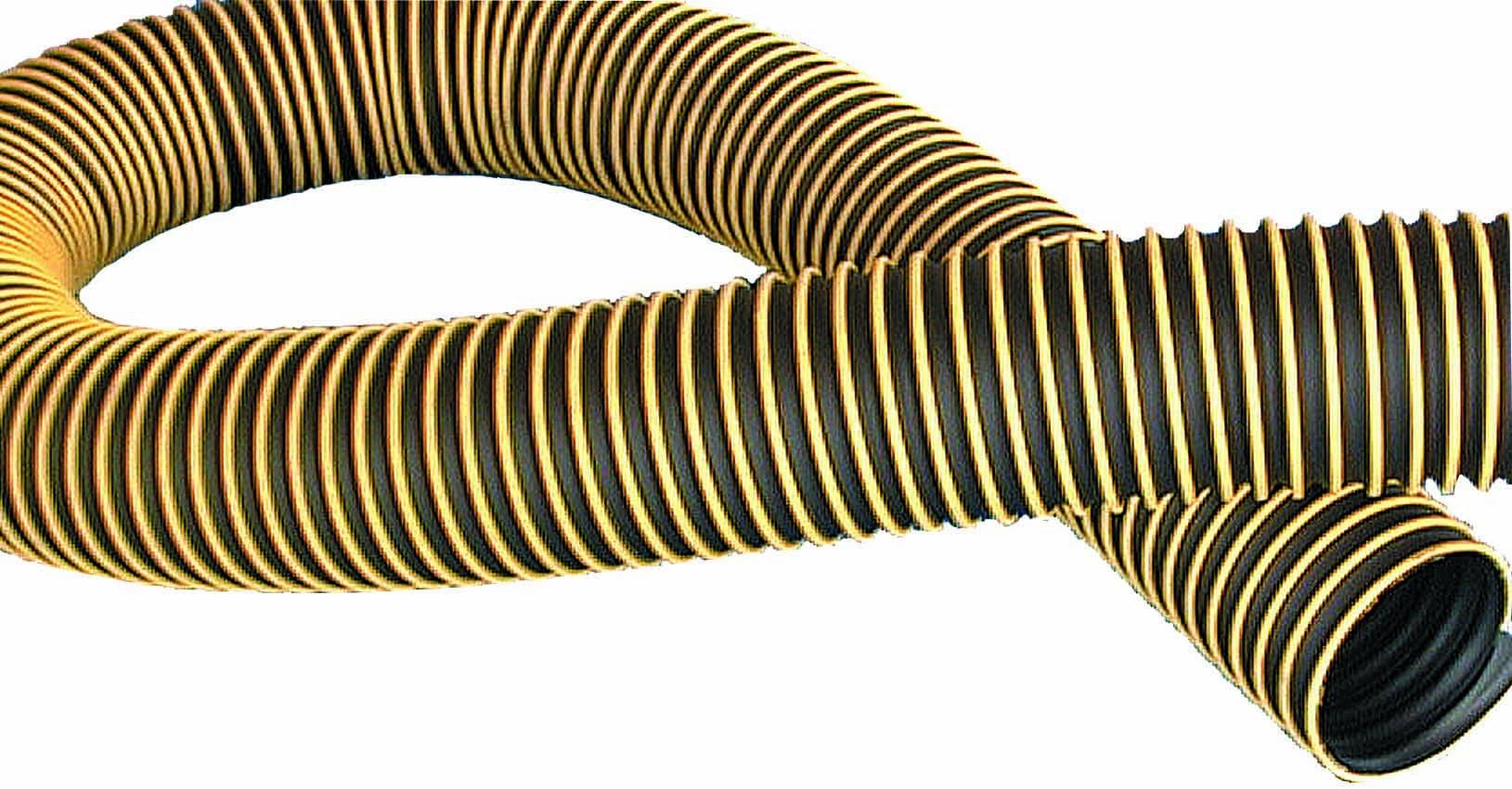 Masterduct Polyester Santo-L Duct Hose, Black/Yellow 8.00" ID, 8.56" OD, 25 feet