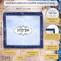 Vista 4 de Zion Judaica - Juego de fundas redondas de matzá de seda de 17 pulgadas, se adapta a matzos redondos o cuadrados, 3 bolsillos, soporte rectangular