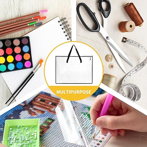 Miniatura 6 de EOOUT 4 bolsas de 19 x 25 pulgadas, carpeta de portafolio para obras de arte, bolsa de almacenamiento de carteles con cremallera y asa,