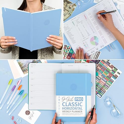 Miniatura 7 de GoGirl Planner PRO - Planificador semanal y organizador sin fecha con diseño horizontal + páginas de seguimiento de presupuestos y gastos, diario de