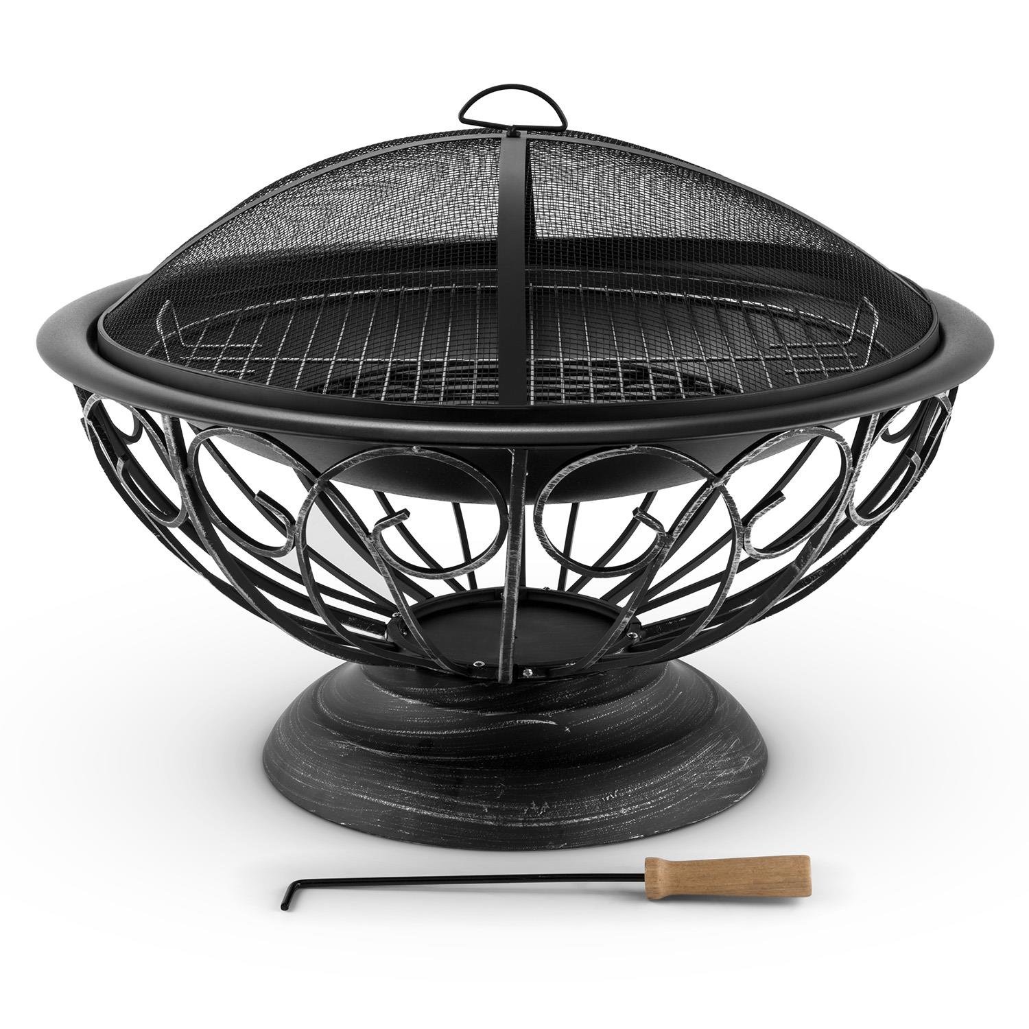 Blumfeldt Brasero de Jardin 75 cm Foyer Large Grille 60 cm Barbecue Tulip Noir
