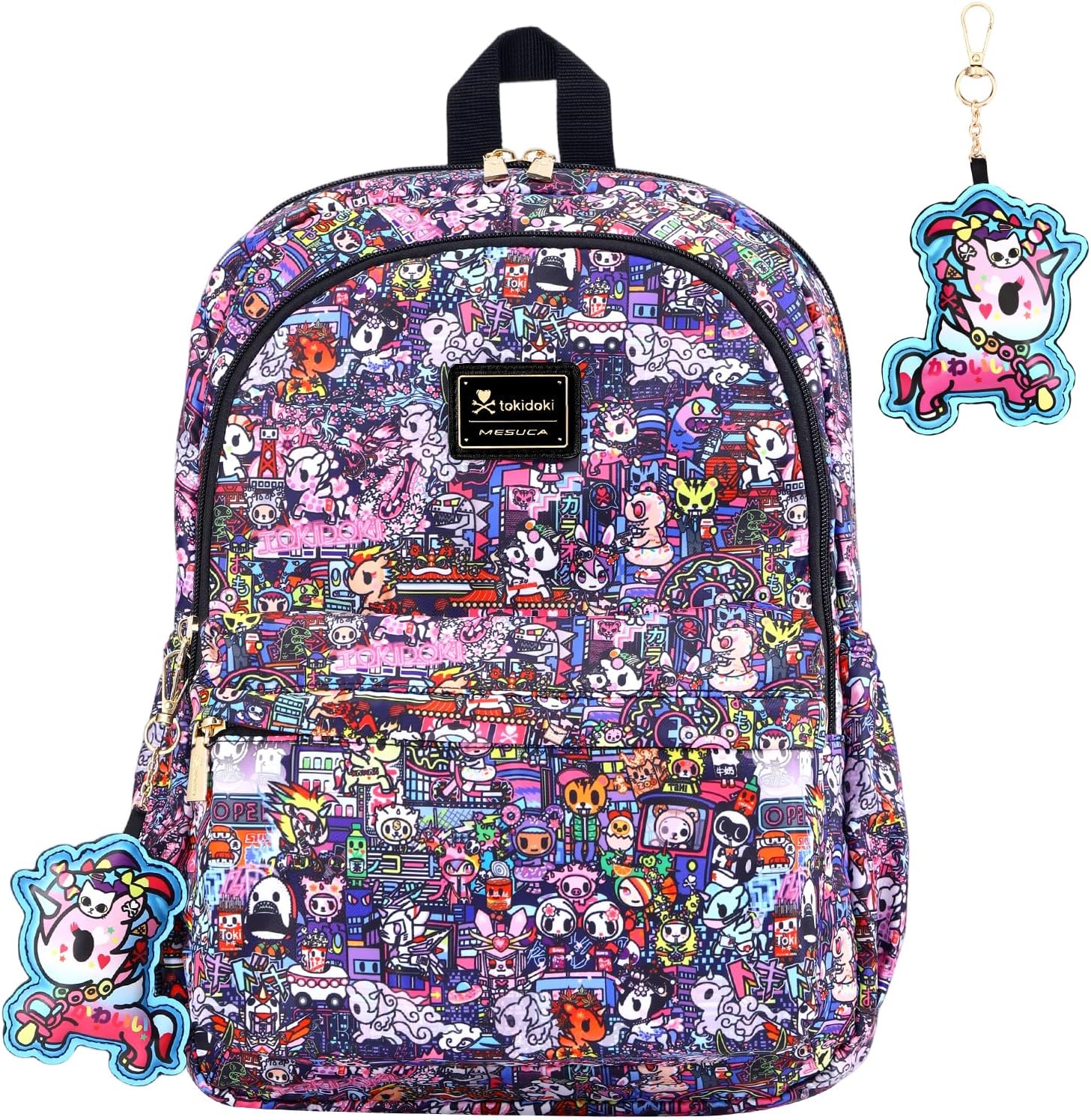 Tokidoki Backpack with Unicorno Keychain Cute Travel Laptop Backpack for Women Casual Bag Lightweight Backpack Daypack Handbag (Backpack-Midnight)