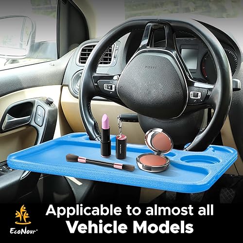 Vista 42 de EcoNour Escritorio 2 en 1 para volante de automóvil Bandeja para volante para laptop y alimentos Bandeja de mesa rosa para comer con soporte