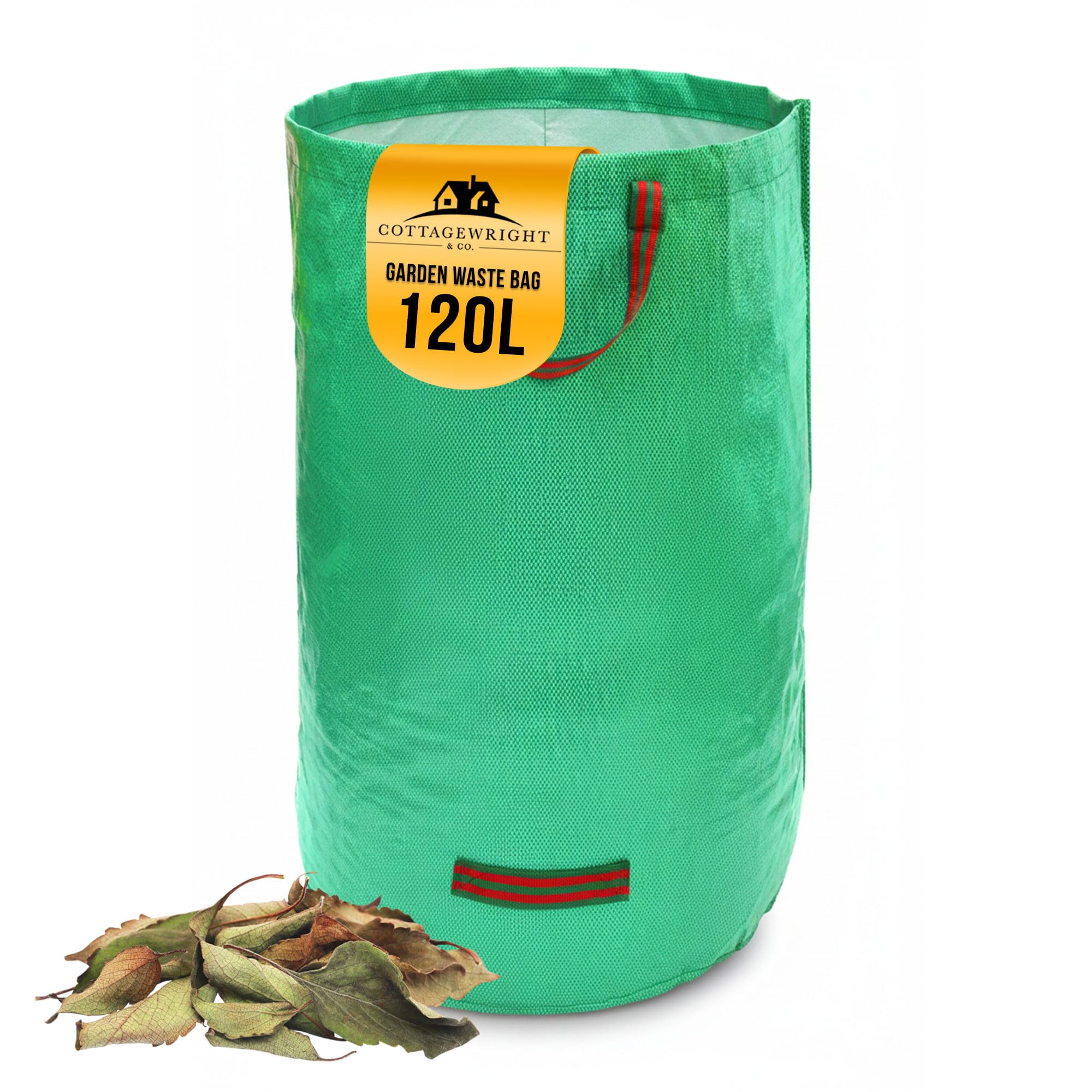 Cottagewright Pack Of 1 - 120L Garden Bags Heavy Duty With Handles - Reusable Garden Waste Bags Heavy Duty For Plant, Grass, Dirt, Leaves Collection, Waste Bags Reusable (Pack Of 1, 120L)