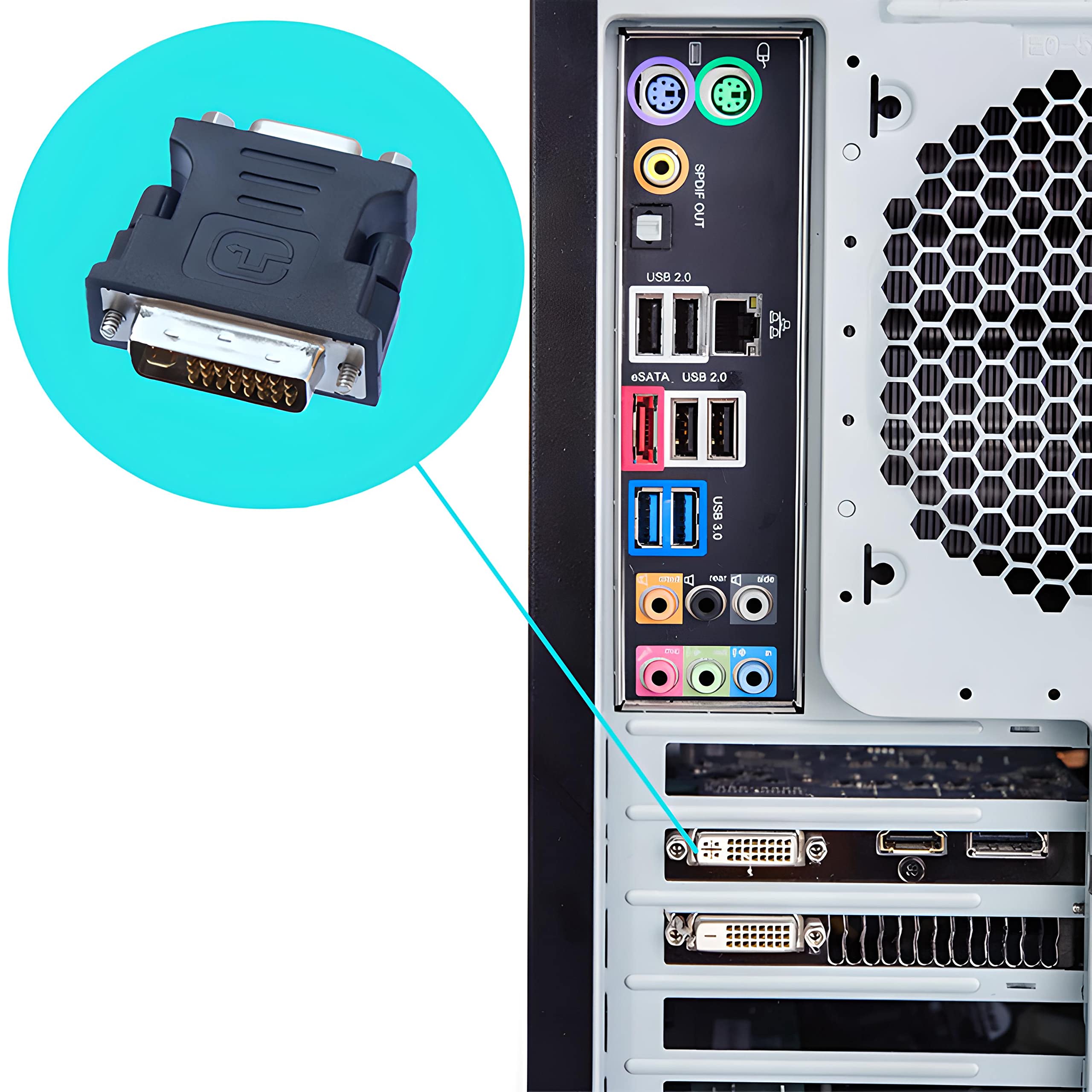 Retoo Convertitore da DVI-I a VGA, da DVI a VGA Full HD 1080p 60Hz, da spina a presa, adattatore da digitale ad analogico per scheda grafica, PC, monitor, proiettore, laptop, notebook
