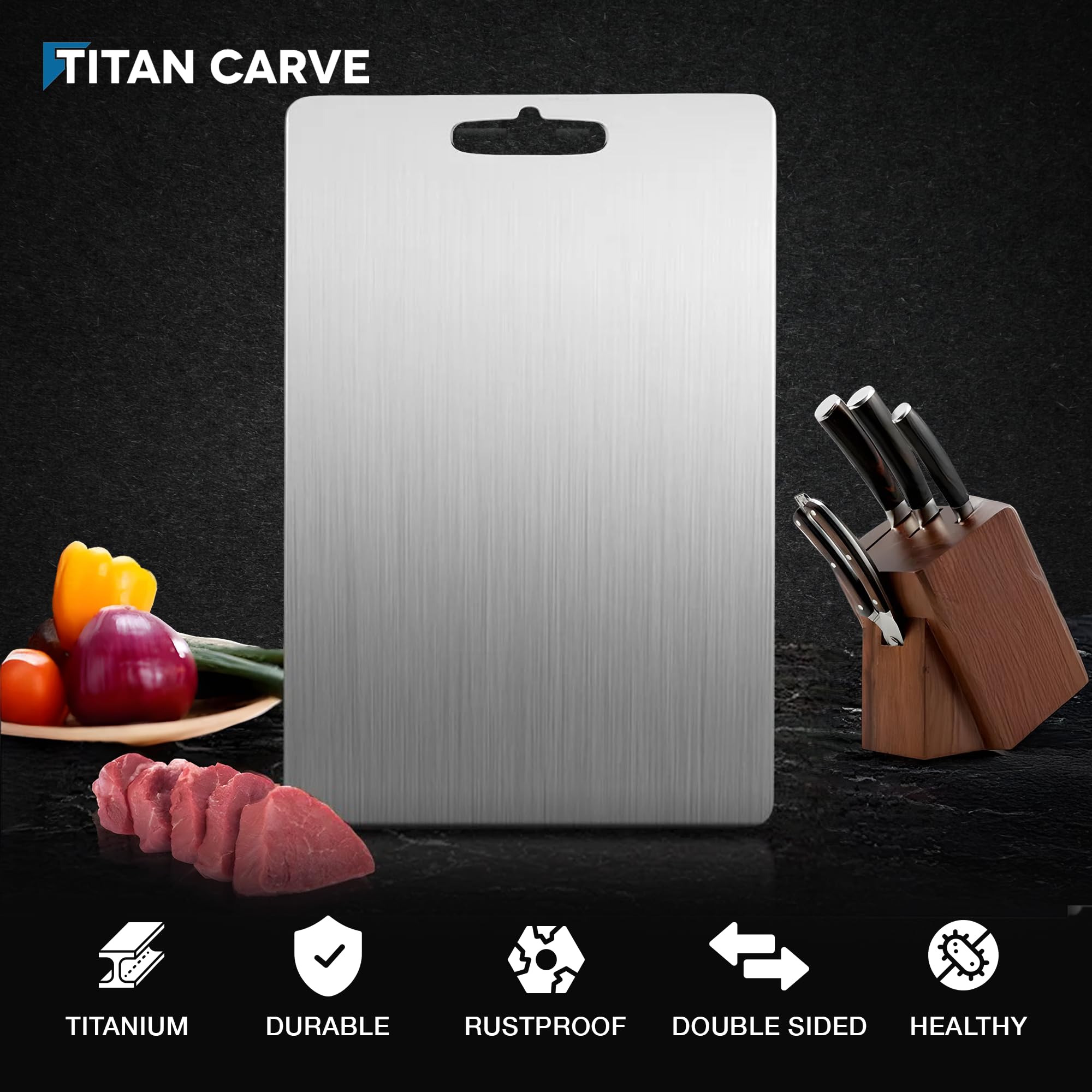 Amazon.com: Titan Carve Titanium Cutting Board | Double-Sided