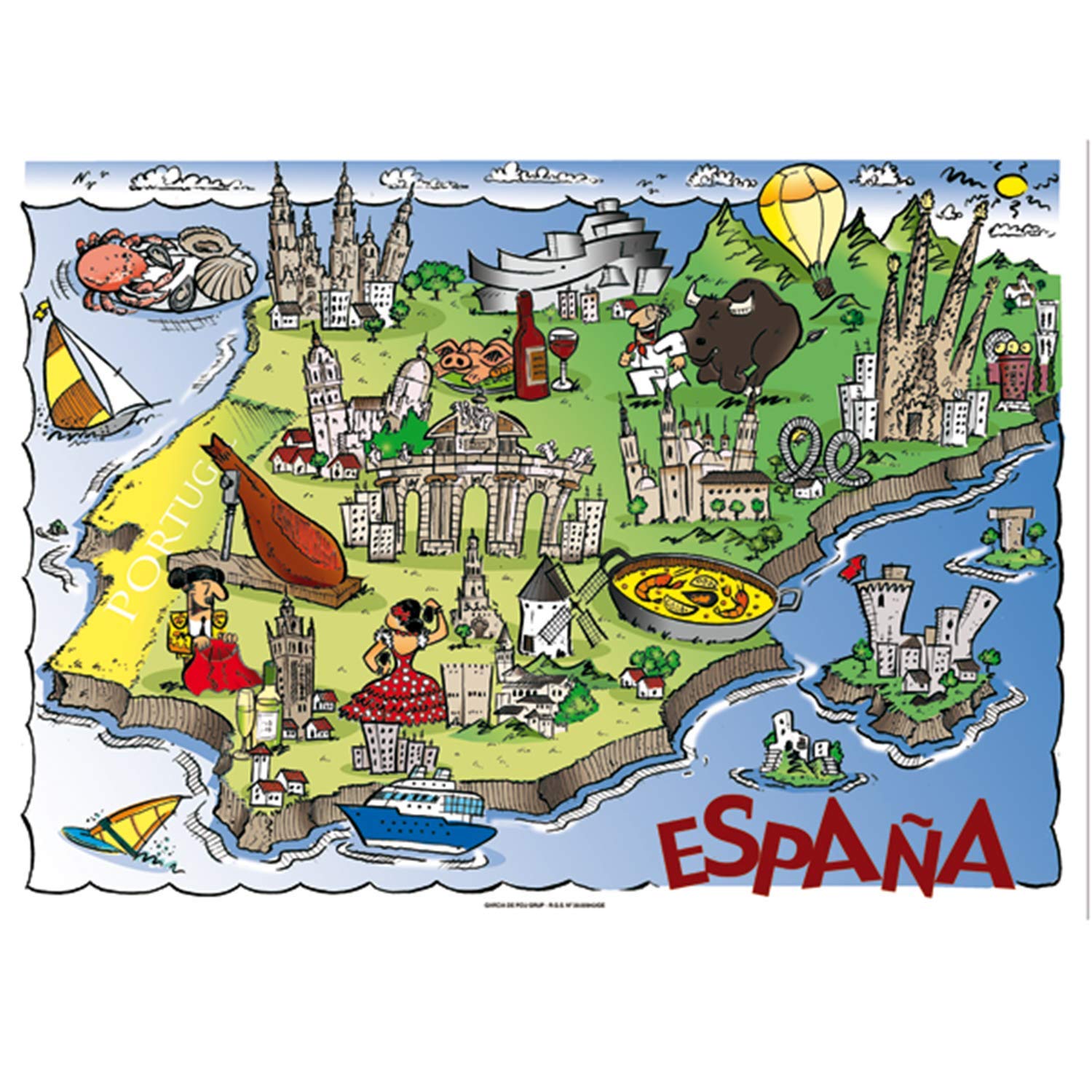 500 Unidades - García de Pou 114.27 Offset España Mantelines, 70 G/M2, 31 x 43 cm, Multicolor