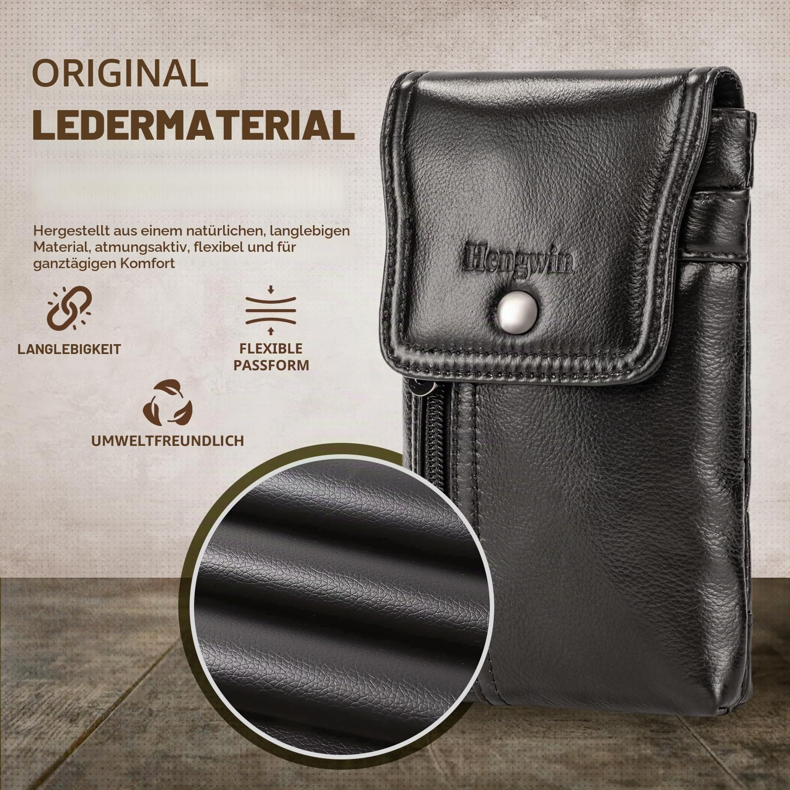 Echtes Leder Handyhülle für iPhone 17 16 15 14 Pro Max, 16 Plus, Handyhüllen zum Umhängen, Handyhalter Holster für Samsung Galaxy F06 A06 5G, S25 S24 S23 Ultra S25+ mit Gürtelclip Gürteltasche