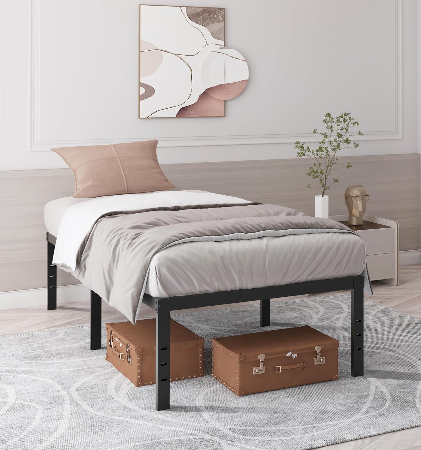 caziwhave Twin Bed Frame 14 Inch High Max 3500 lbs Heavy