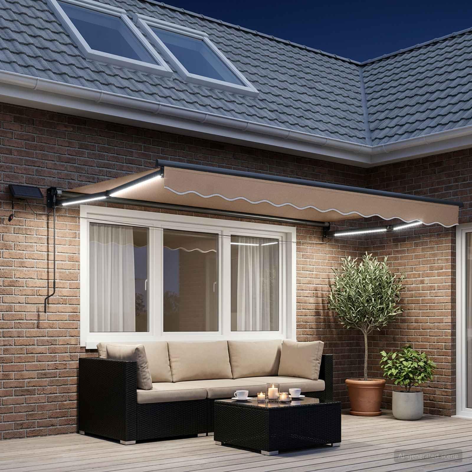 vidaXL Markiza ręczna z LEDami Ciemnoszary 100% Poliester i Aluminium