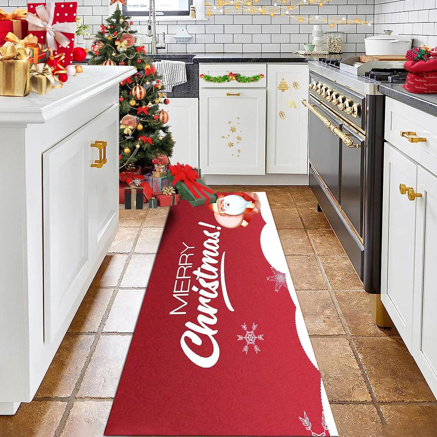 Tapis de couloir de Noël antidérapant pour éviter les glissades dans la cuisine