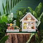 Immeuble de la maison des fleurs Mini Set avec LED, City Street View Greenhouse Building Blocks Jouet, Noël d'Halloween Cadeau pour les amis ou les filles 8-12 Année