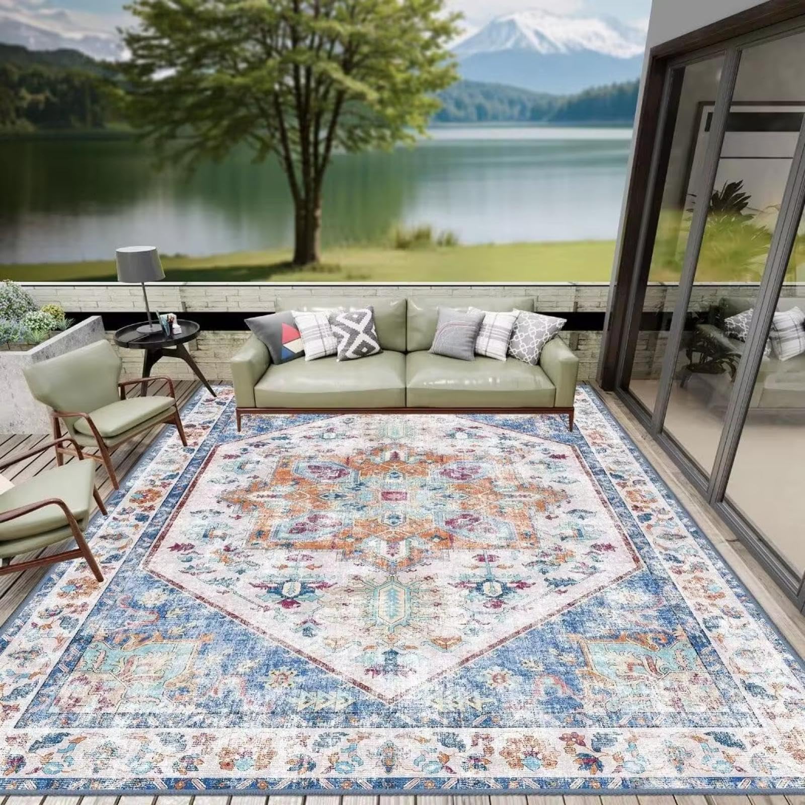 Alfombra vintage plegable de 120x170cm para evitar caídas y redecorar salones pequeños