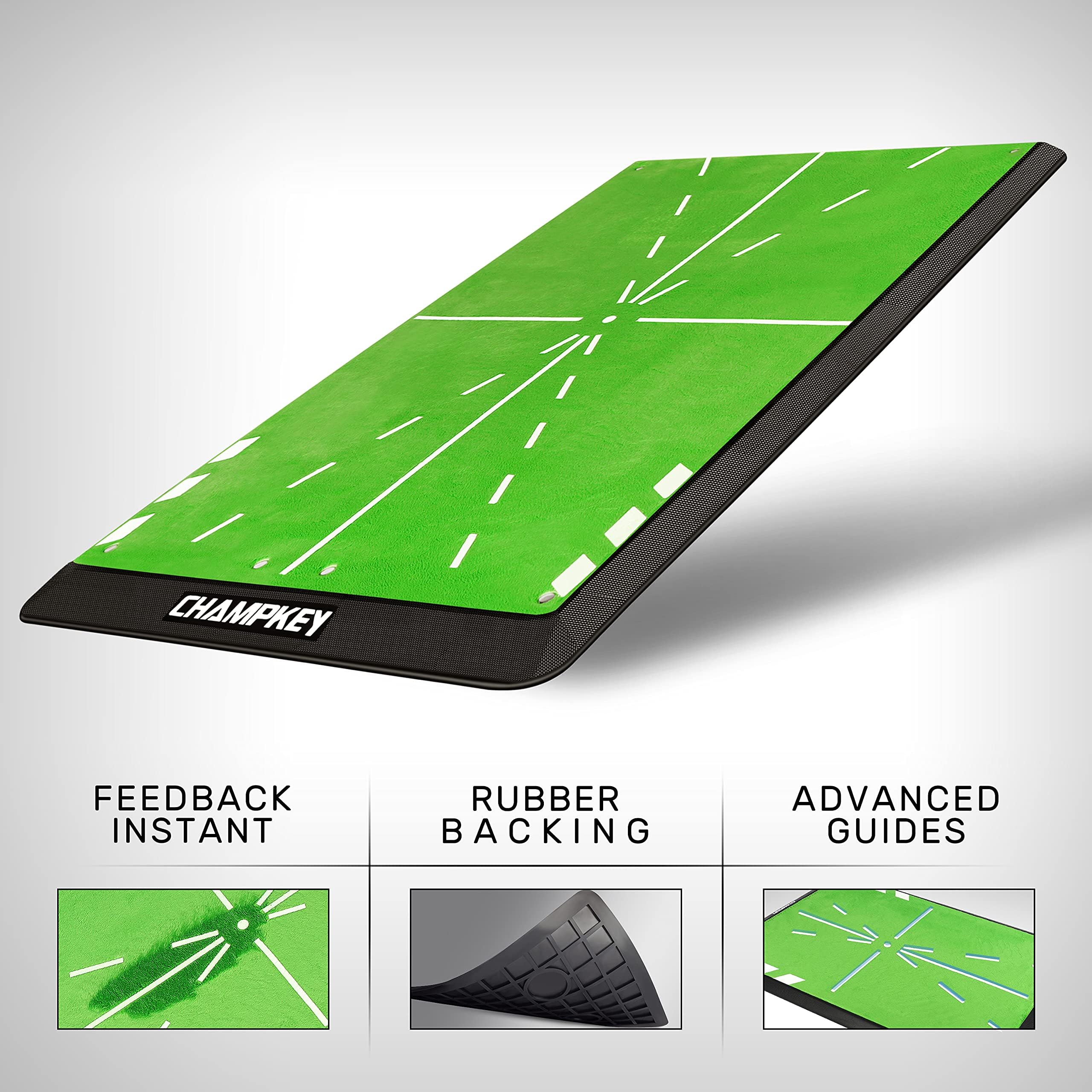 CHAMPKEY Tracker-PRO Impact Golf Hitting Mat | Analysis Swing Path and Correct Hitting Posture Golf Practice Mat | Advanced Guide and Rubber Backing Golf Training Mat (12.8" x 16.8")