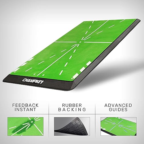 Miniatura 2 de CHAMPKEY Tapete de impacto de golf prémium edición 10  Camino de columpio de análisis y postura correcta de golpeo  Guía avanzada y alfombrilla de
