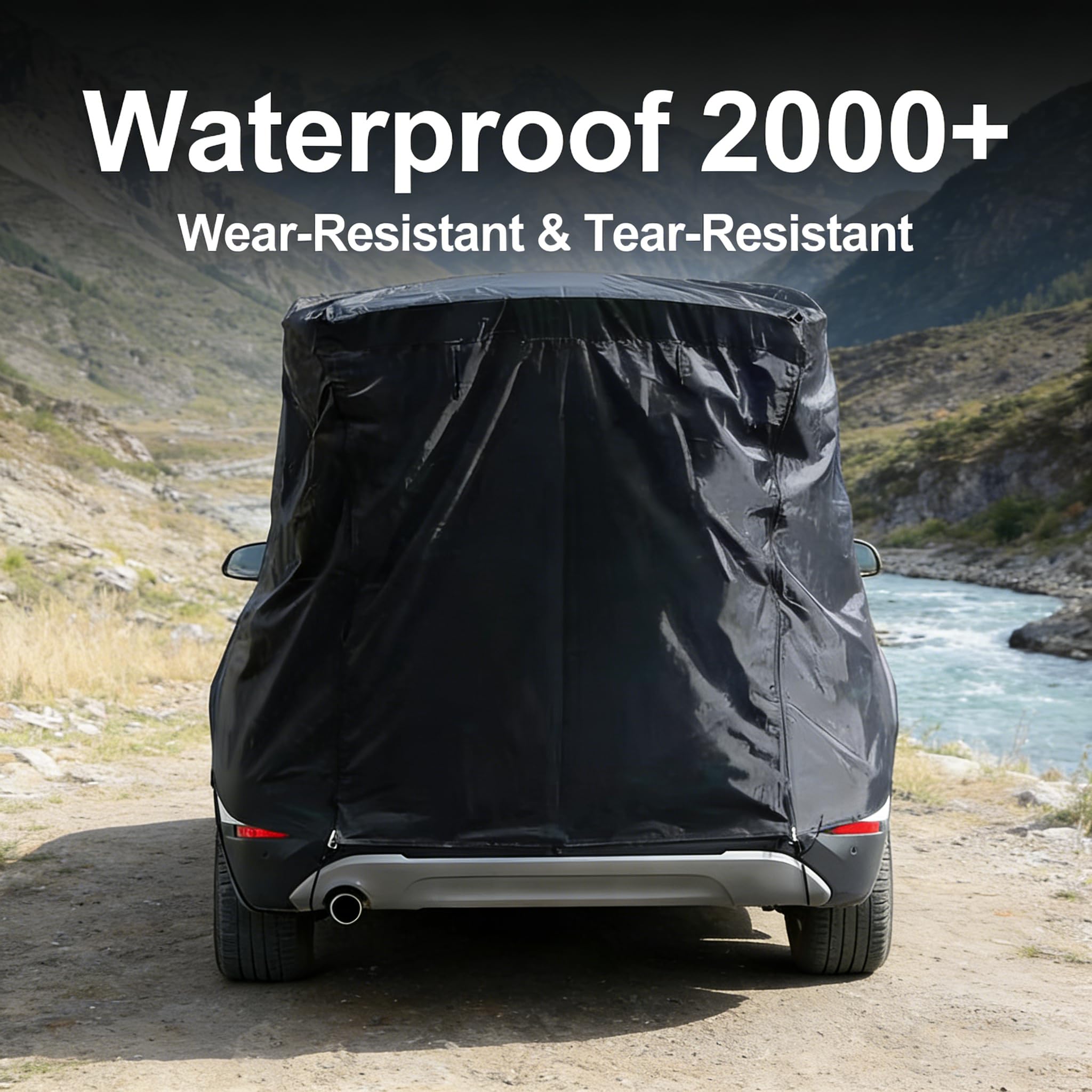 Tente de Hayon Universelle pour Voiture 2-4 Personnes, Étanche au Vent et à la Pluie, Protection Solaire, Toile Oxford Occultante, Bâche de Camping Imperméable ≥2000mm pour SUV (Noir)