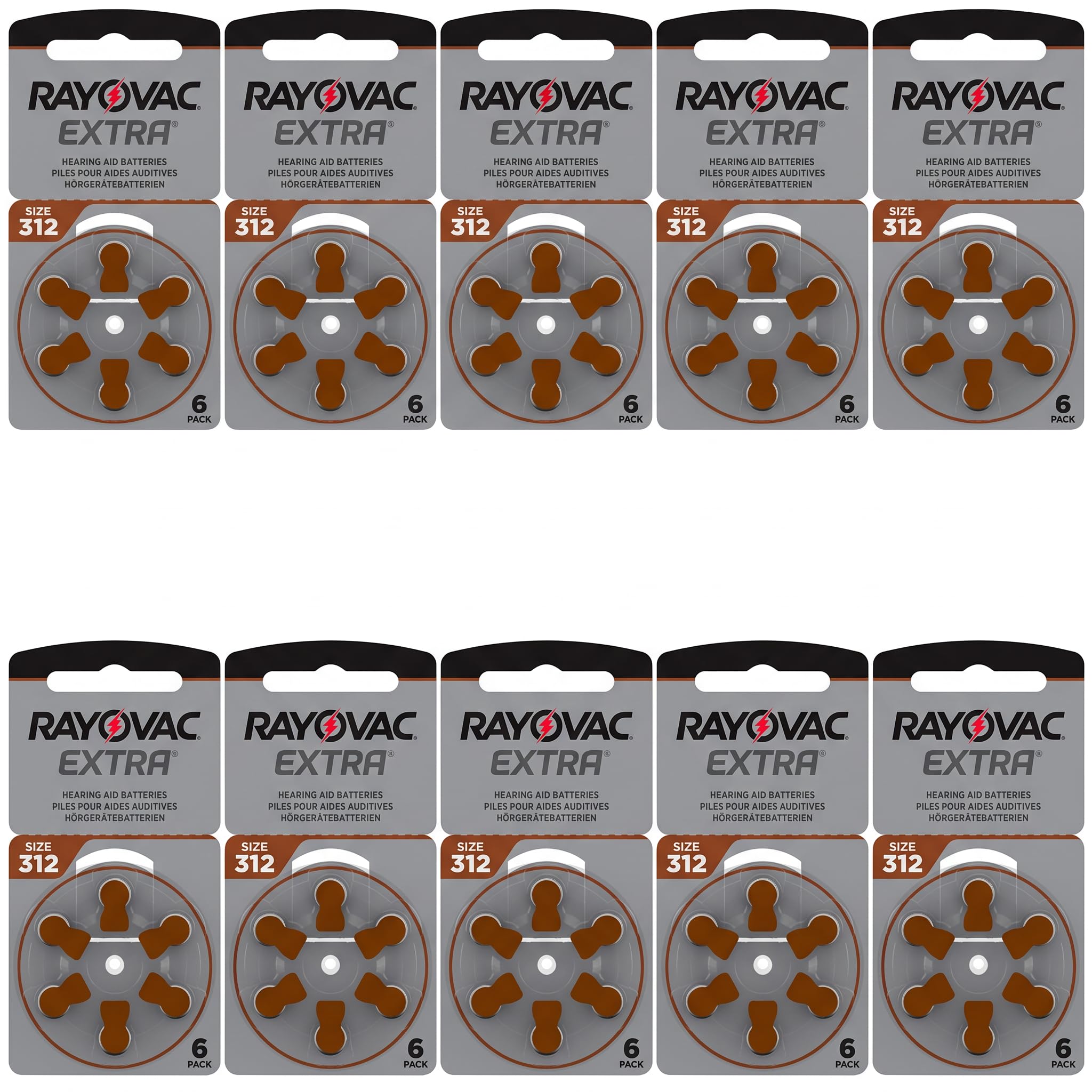 RAYOVAC Extra Advanced with Active Core Technology 312 Hearing Aid Batteries 60 Pieces