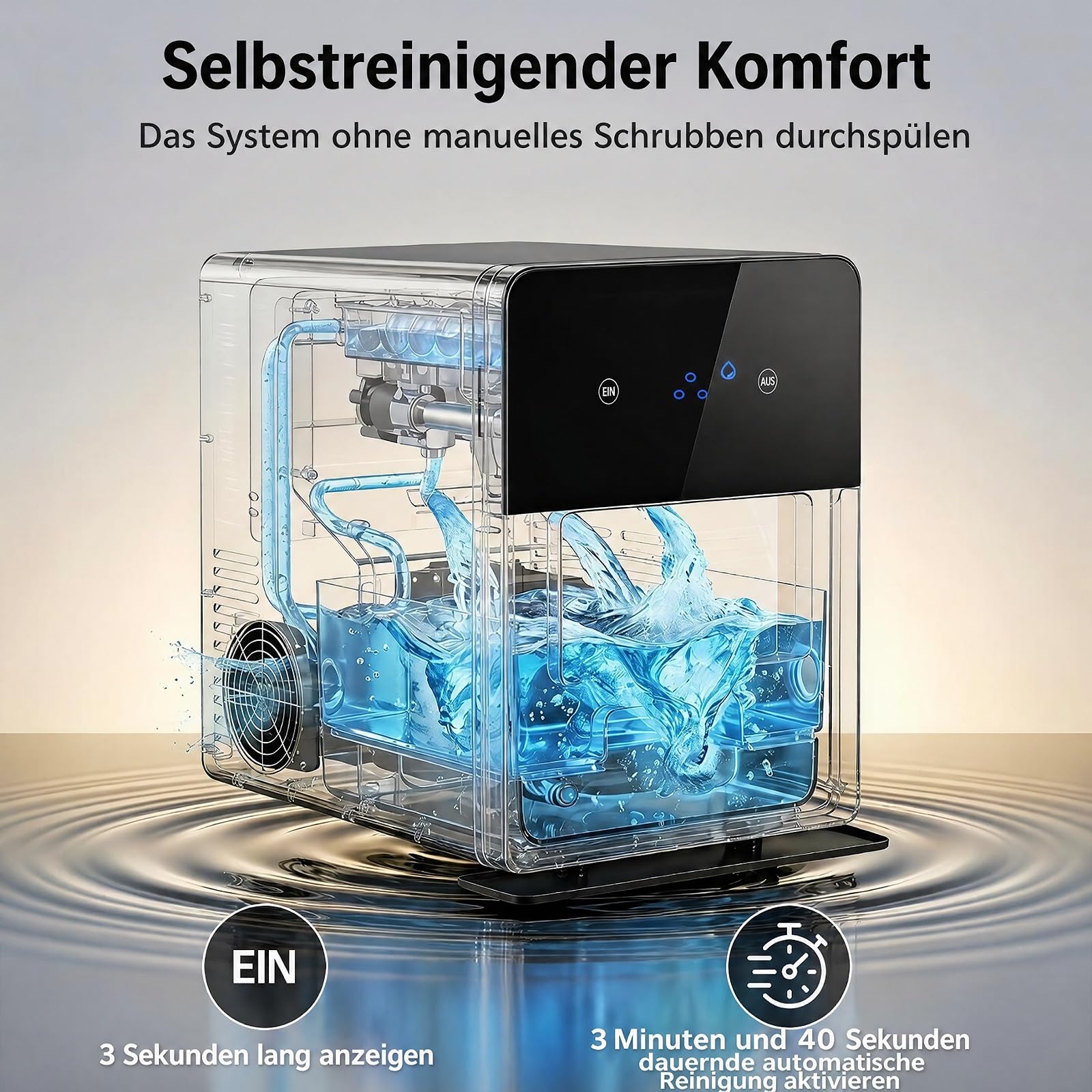COSTWAY 5cm Eiswürfelmaschine für Eiskugeln, 150 Stück/Tag, 4 Kugeln/38-39