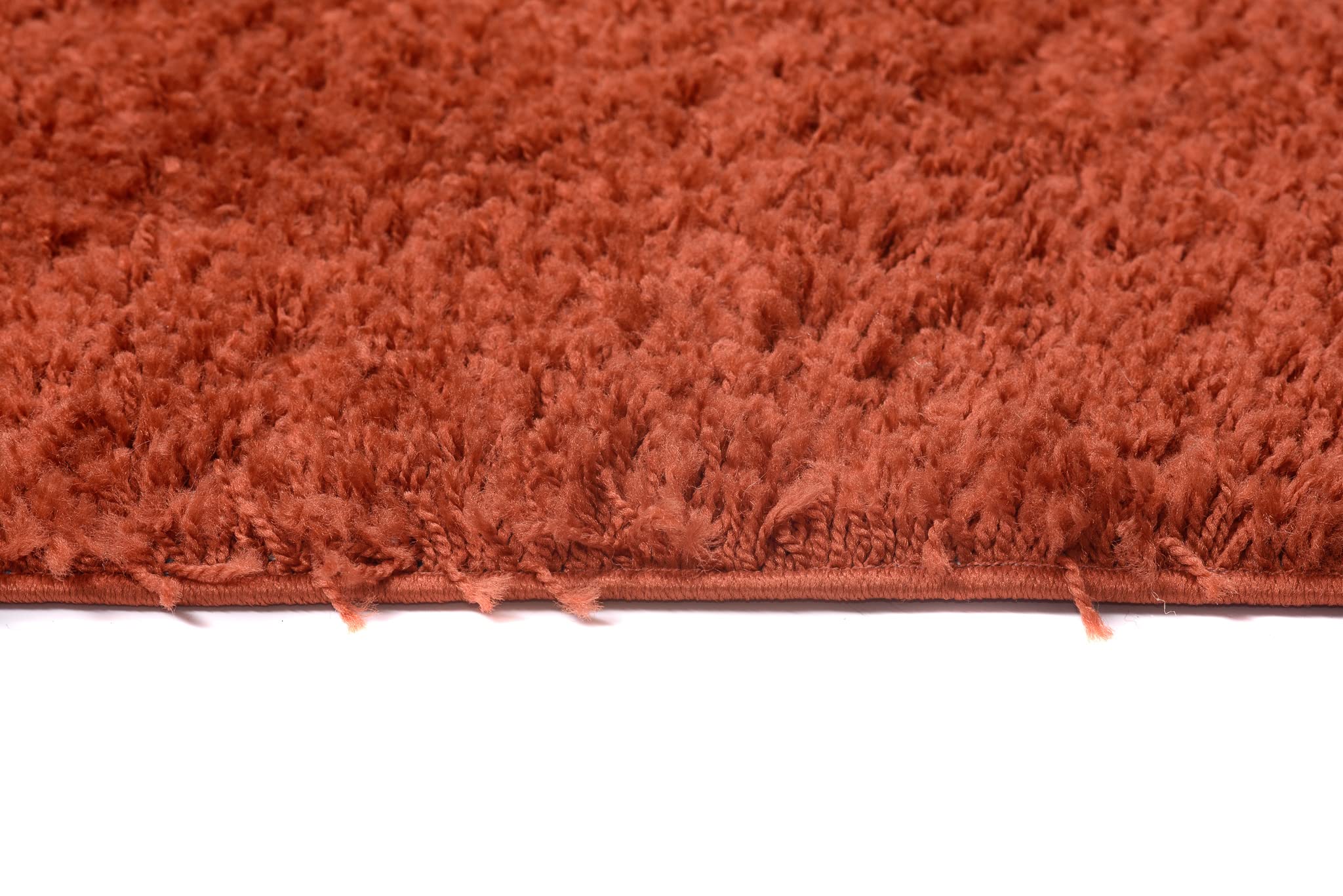 TAPISO Essence Shaggy Alfombra Pelo Largo Moderno Ladrillo Rojo Monocolor Salón Dormitorio Adulto Niño Cama Escritorio Suave Super Suave Grueso Oeko-Tex 160 x 220 cm