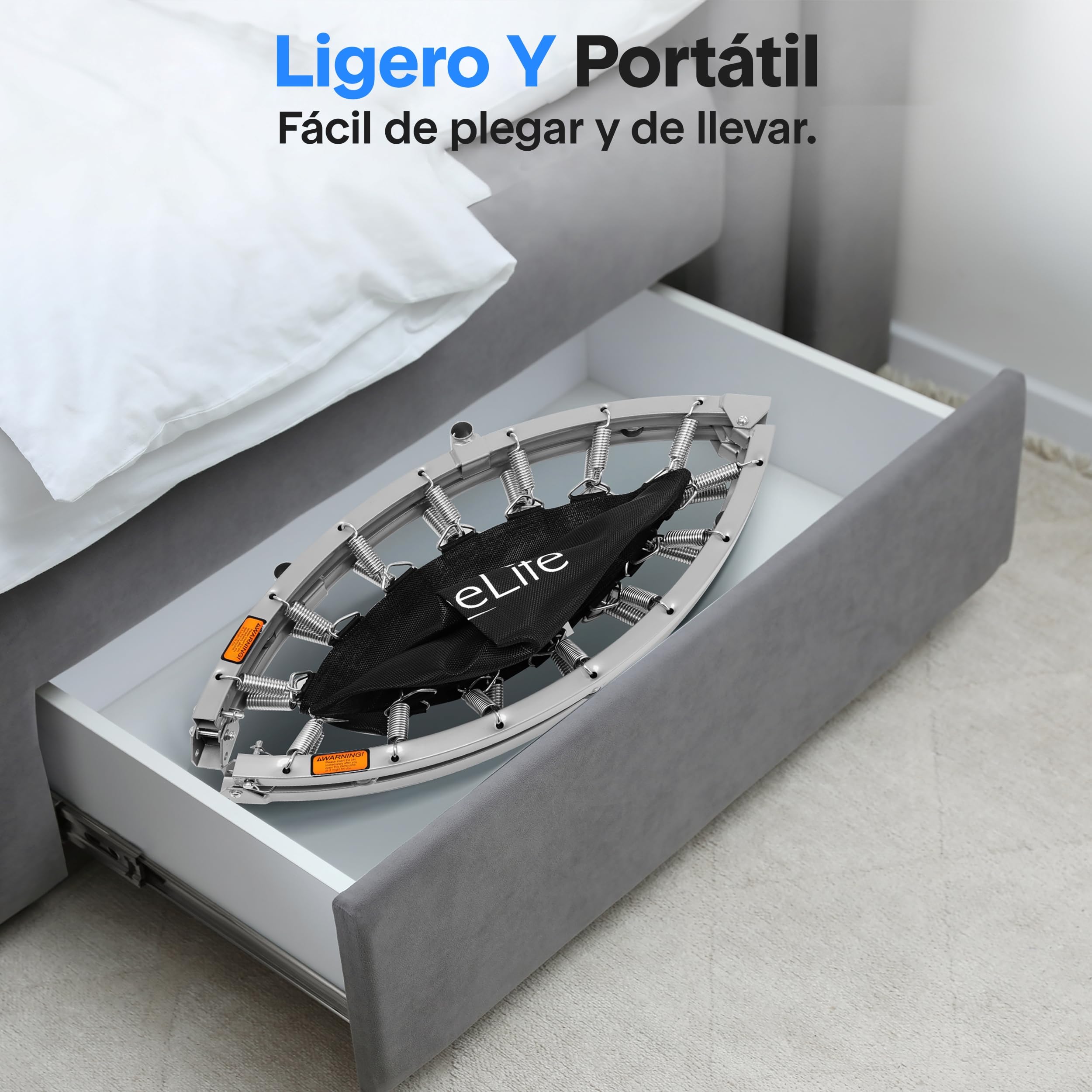 SereneLife trampolin Mini Plegable, Cama Elastica, Fitness, Compacto para niños y Adultos, Rebounder de Ejercicio, Asa de Espuma