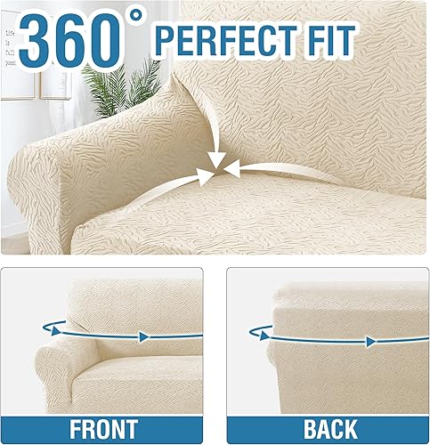 Miniatura 5 de H.VERSAILTEX Fundas de sofá jacquard para sofás de 3 cojines, 1 pieza, fundas elásticas para sofá, protector de muebles antideslizantes, suaves y