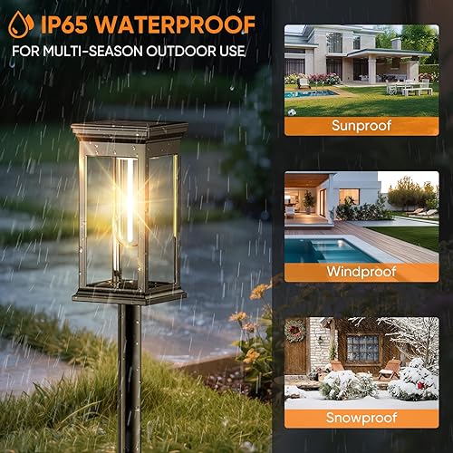 Miniatura 4 de Luces solares para caminos al aire libre, impermeables – Paquete de 8 luces solares brillantes para jardín con encendido y apagado automático,