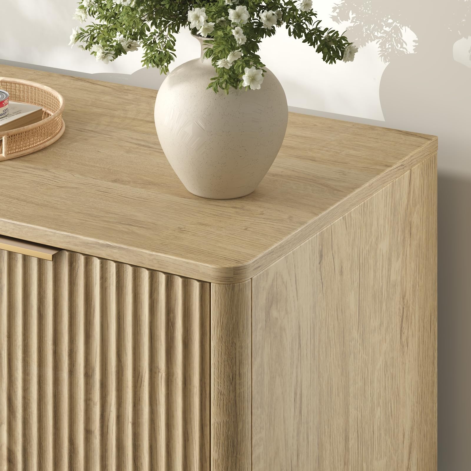 90 cm breiter Katzentoilettenschrank, versteckt und multifunktional als Katzenklo & Beistelltisch, moderner Boho-Stil in Naturholzoptik, ideal für Wohnzimmer, Diele und Schlafzimmer, natürlich