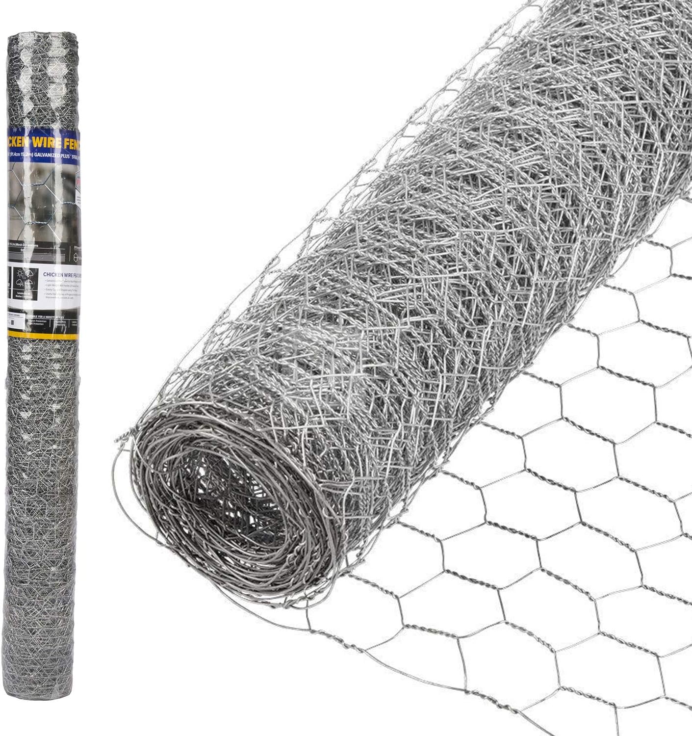 FenceScreen Galvanized Steel 1-in Mesh Chicken Wire Poultry Netting (36-in. x 50-ft.)