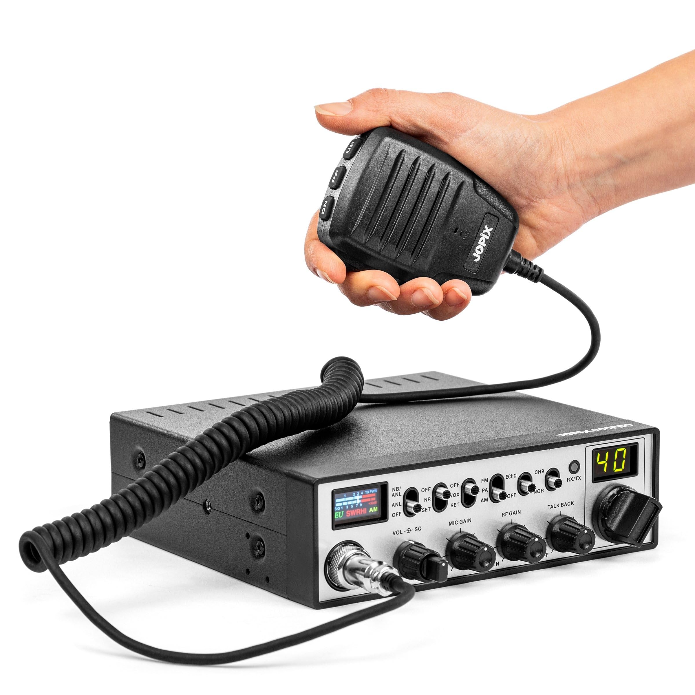 Estación de Radio CB JOPIX 900PRO 40 Canales, Am/FM, 4 W, ASQ, 12-24 V