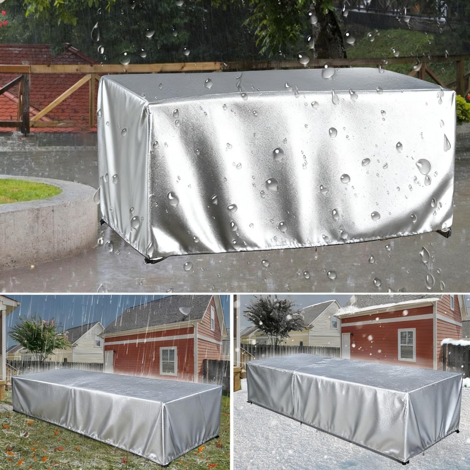 Copertura per Mobili da Giardino 170x70x100cm/LxWxH Panno 420D Oxford Copertura Tavolo Esterno Impermeabile Coperture per Mobili Tavoli e Sedie da Cortile Raggi UV Resistente allo Strappo