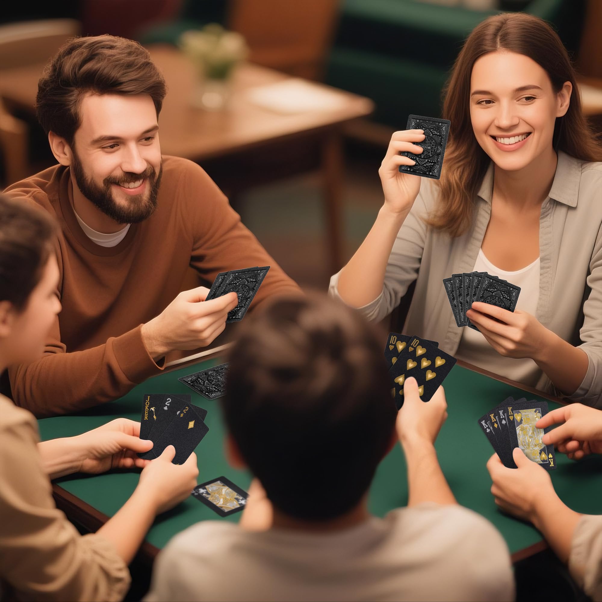 Playing Cards, Plastic Playing Cards, Deck of Cards, Waterproof Poker Cards, Black Standard Playing Card for Adults, Cool Premium Poker Card Set for Gift Camping Beach Pool Party Table Games (1 Pack)