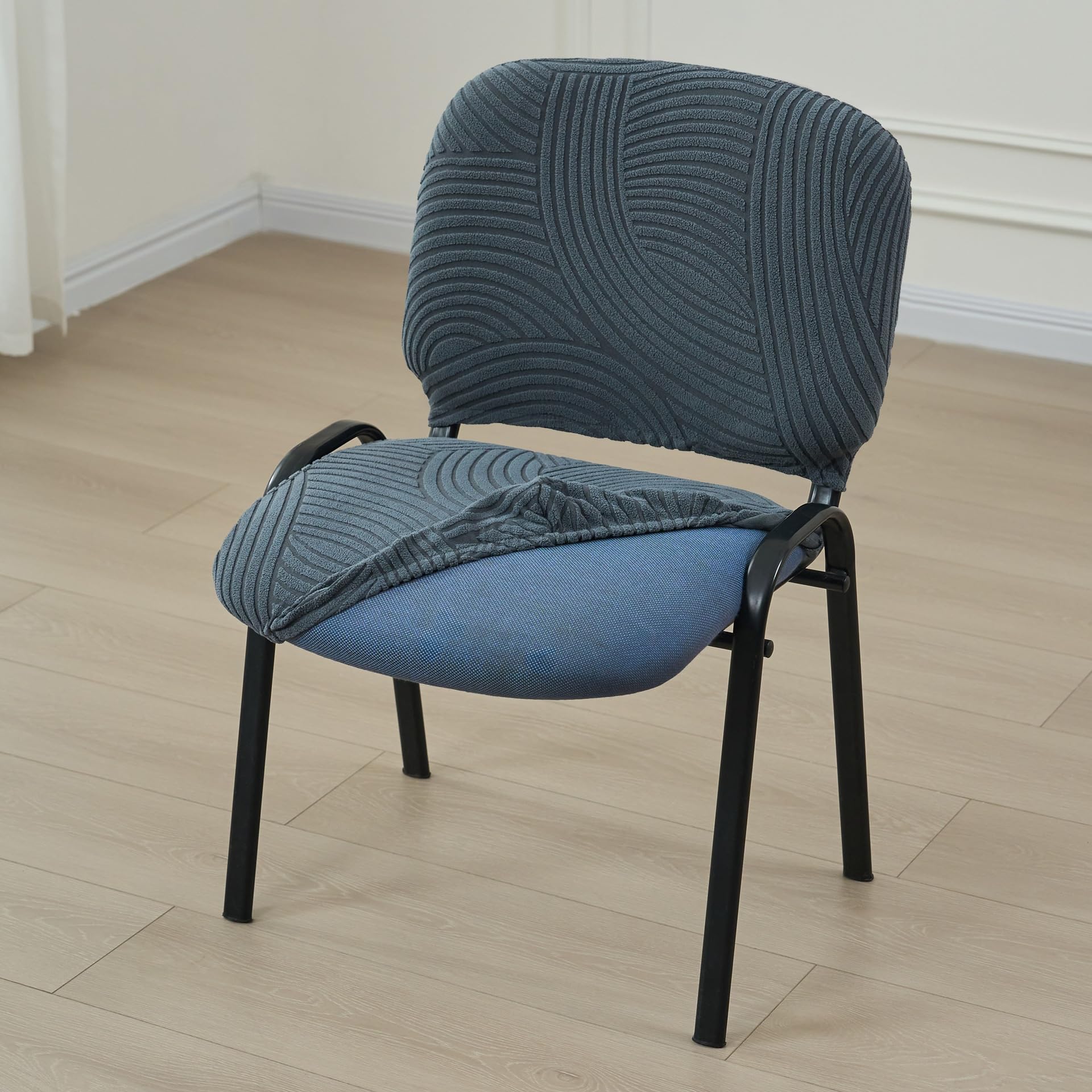 Armlehnenlose Büro Stuhlhussen Mit Blatt Jacquard Muster Zweiteilige Stuhlhussen Für Den Empfangsbereich Stretch-Stuhlhussen Für Esszimmerstühle Für Besprechungsräume(Beige 01,6PCS)