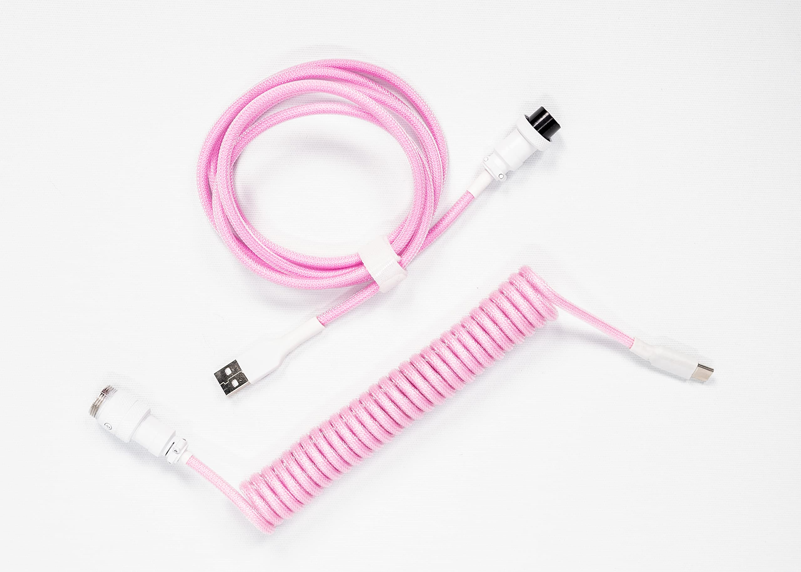 MECKEYS Coiled & Double-sleeved Gaming Keyboard cable, for Type-C Mechanical keyboards with detachable metal Aviator (1.5M USB-C to USB-A, 15cm coiled, Pink) (B0C5DQJ2BJ) Amazon Price History, Amazon Price Tracker