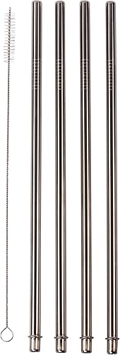 Miniatura 4 de CocoStraw 4 popotes anchos de acero inoxidable + tapa de agujero para pajilla, extra largas de 30 onzas, se adapta a vasos Yeti Tumbler Rambler Cups