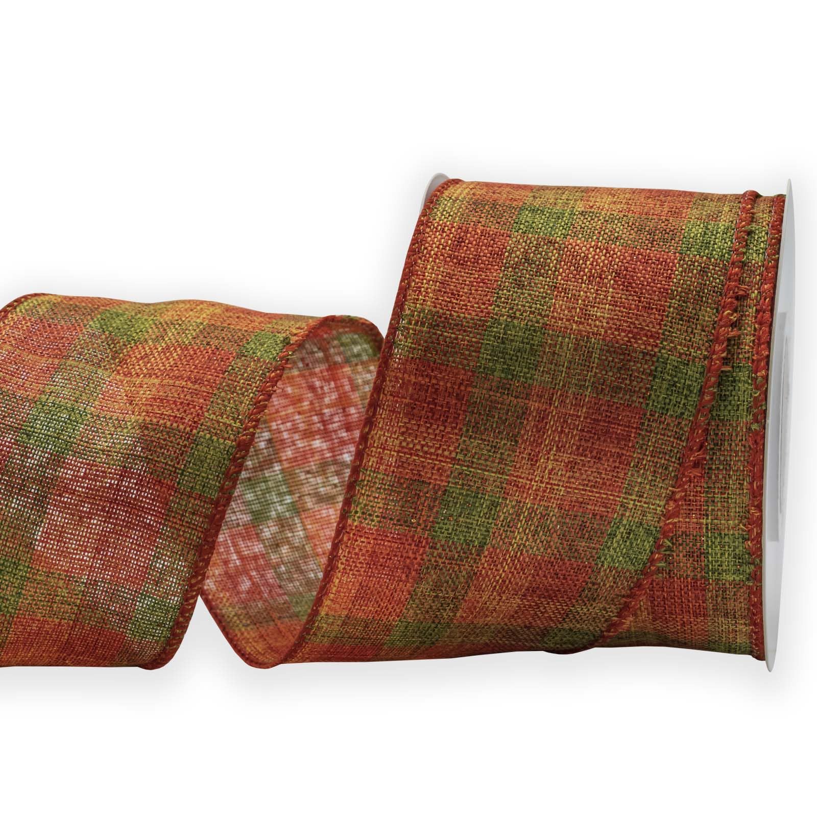 HATIANGE Fall Burlap Wide Wired Ribbon Orange Plaid Autumn Harvest Edge Wrapping for Wreath Floral Bows Craft Decor 6.3CM x 10Meters - Image 3