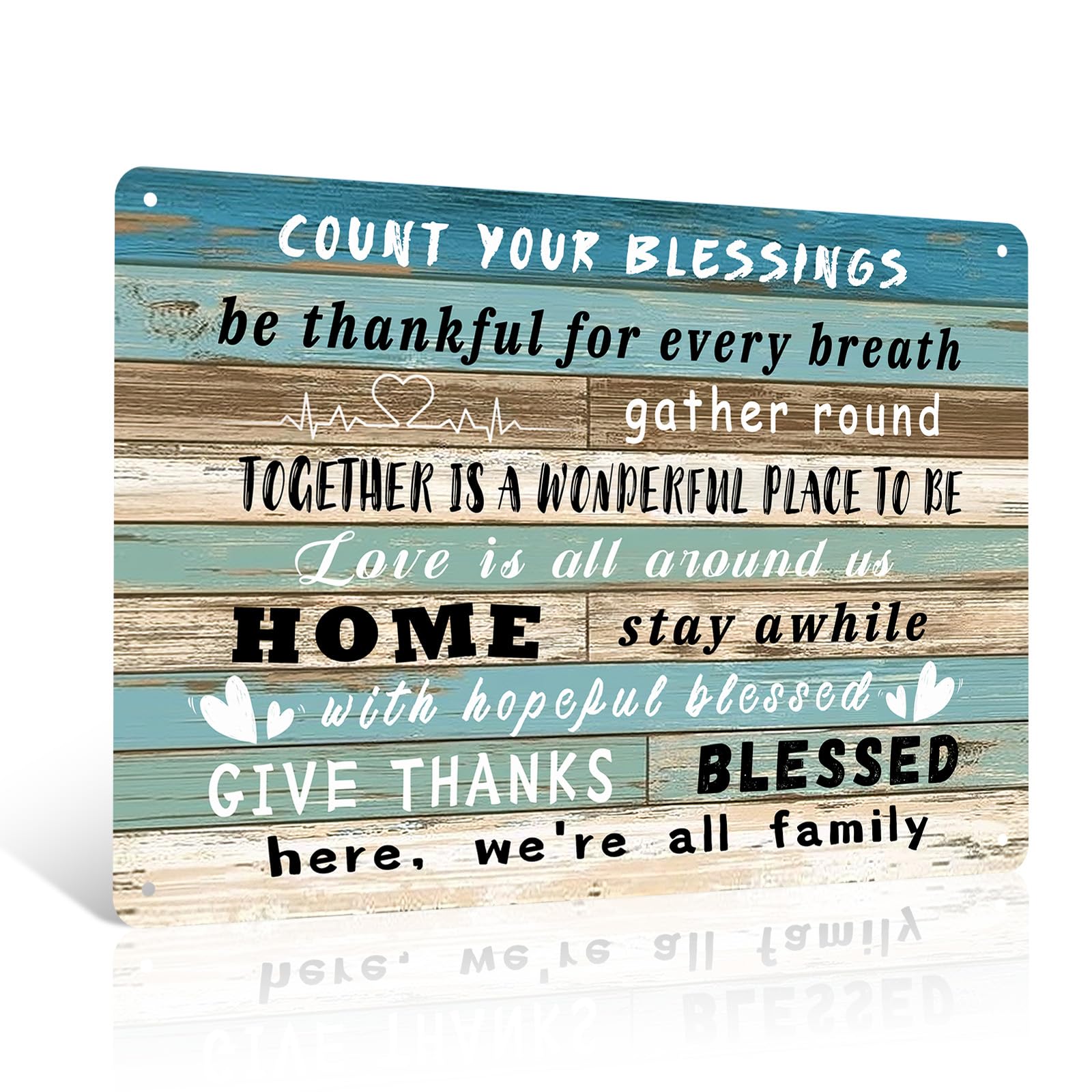 Ulord Count Your Blessings Phrases On Rustic Metal Sign 8X12 Inch Vintage Tin Sign Family Quote Wall Art Decor For Home Bedroom Living Room Farmhouse